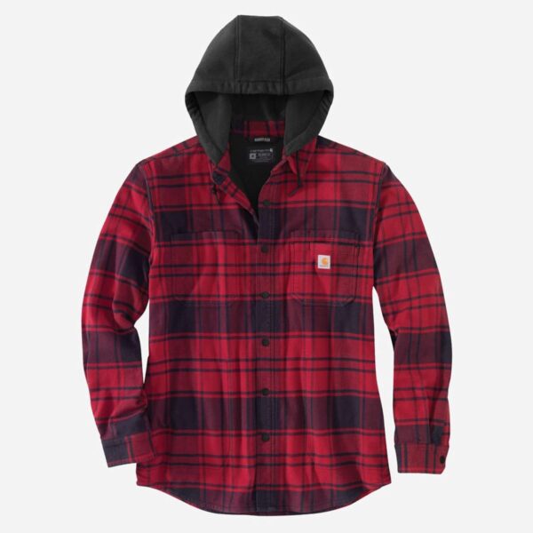 CARHARTT Skjorte jakke Flannel Fleece Lined Hooded OXBLOOD - S