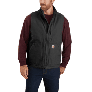 CARHARTT Vest Washed Duck Lined Mock Neck Black - L