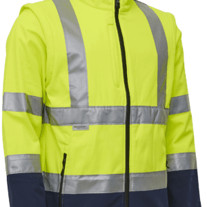 Hi-vis softs.jakke aft. ærmer 086500R gul/navy Str. XS