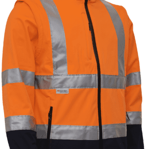 Hi-vis softs.jakke aft. ærmer 086500R orng/navy Str. XS