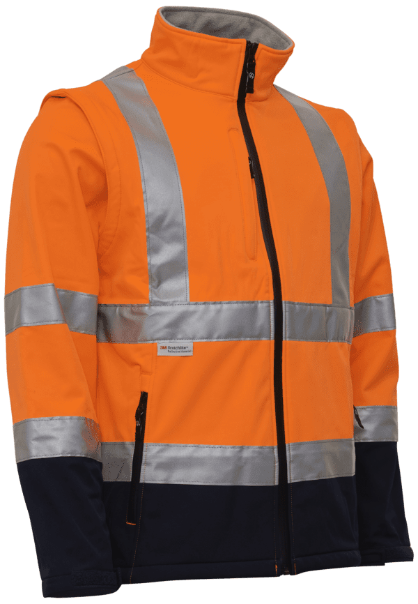 Hi-vis softs.jakke aft. ærmer 086500R orng/navy Str. XS